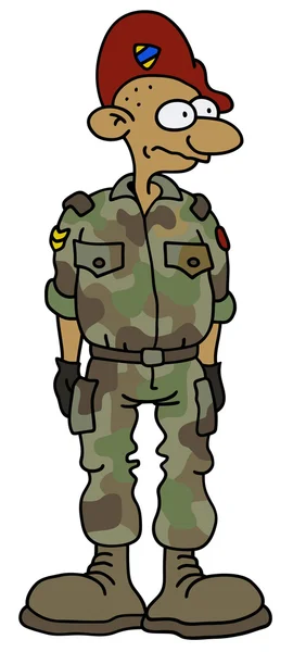 Funny soldado en un vestido de batalla — Archivo Imágenes Vectoriales