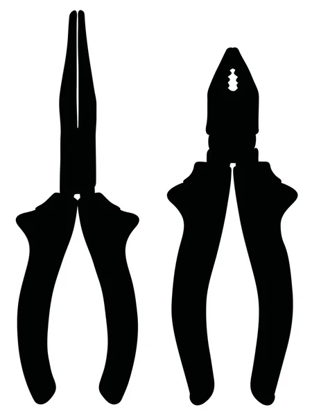 Black silhouettes of two pliers — Stock Vector