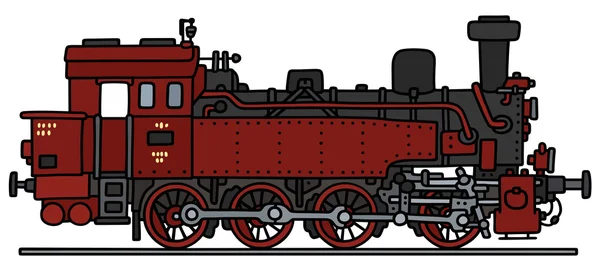 Vecchia locomotiva a vapore rossa — Vettoriale Stock