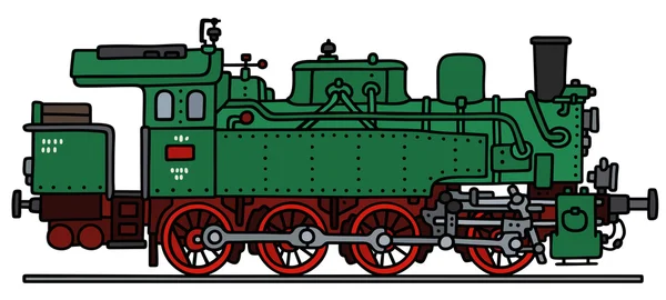 Old green steam locomotive — Stock Vector