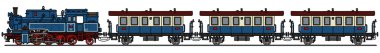 Eski mavi buharlı tren