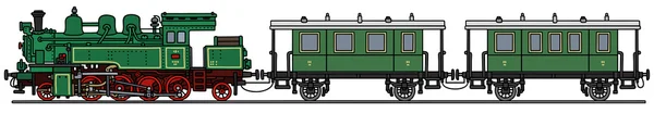 Classic green steam train — Stock Vector