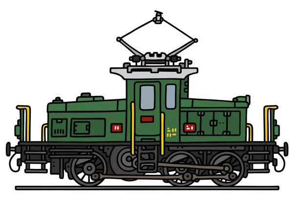 Oude groene elektrische locomotief — Stockvector