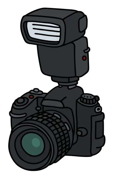 Fotocamera fotografica con una torcia — Vettoriale Stock