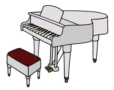 White grand piano clipart