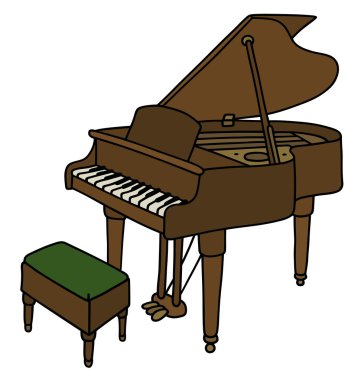 Brown grand piano clipart