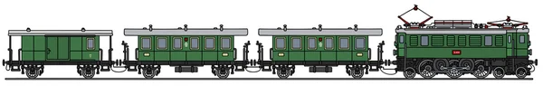 Velho trem elétrico verde —  Vetores de Stock