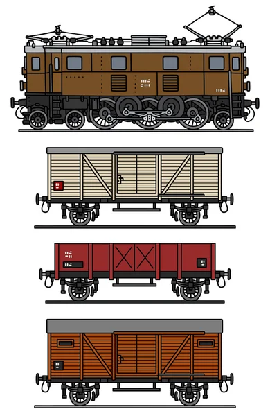 Vecchio treno elettrico — Vettoriale Stock