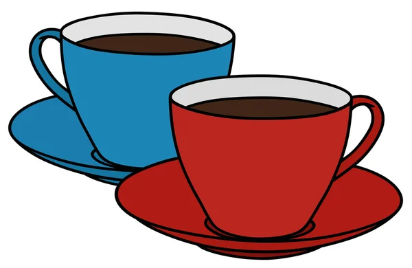 Tazas rojas y azules — Vector de stock