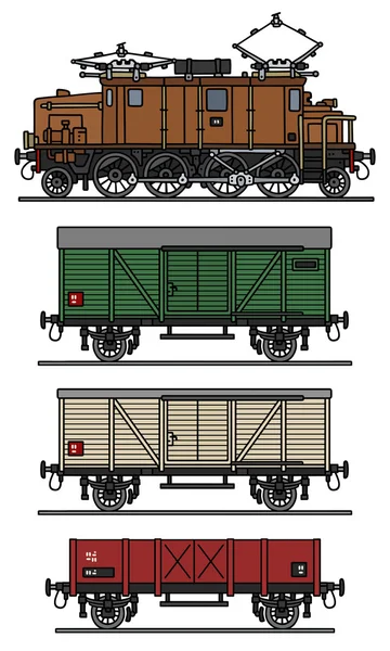 Old electric train — Stock Vector