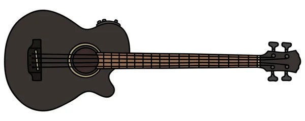 Bajo acústico negro guitarra — Vector de stock