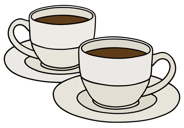 Dos tazas blancas — Vector de stock