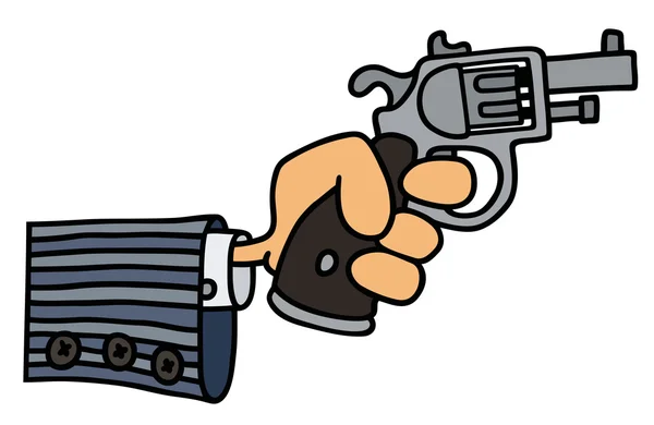 Pistola divertida en una mano — Vector de stock