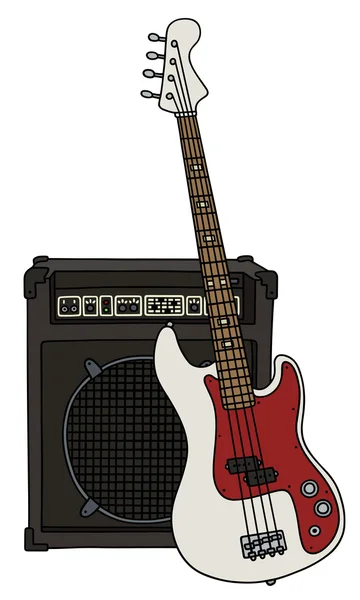 Electric bass guitar and the combo — Stock Vector