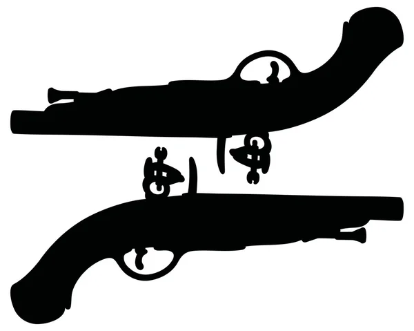 Dwa historyczne pojedynek pistolety — Wektor stockowy