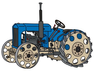 Vintage blue tractor clipart
