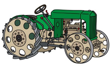 Vintage green tractor clipart