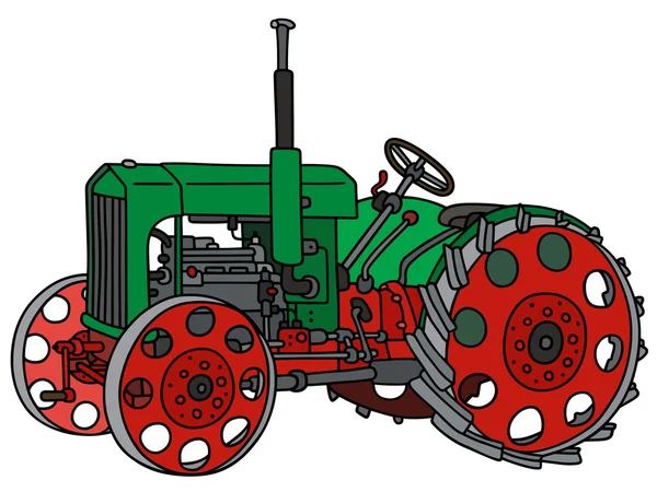 Tractor verde vintage — Vector de stock