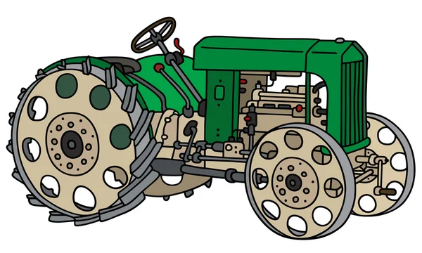 Grüner Oldtimer-Traktor — Stockvektor