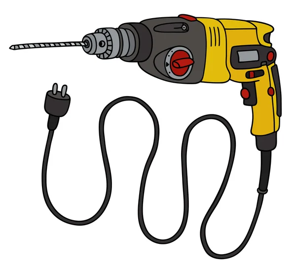 Taladro de impacto eléctrico amarillo — Vector de stock