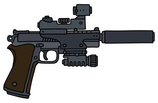 Pistola con el dispositivo óptico — Vector de stock