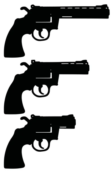 Drie zwarte revolvers — Stockvector