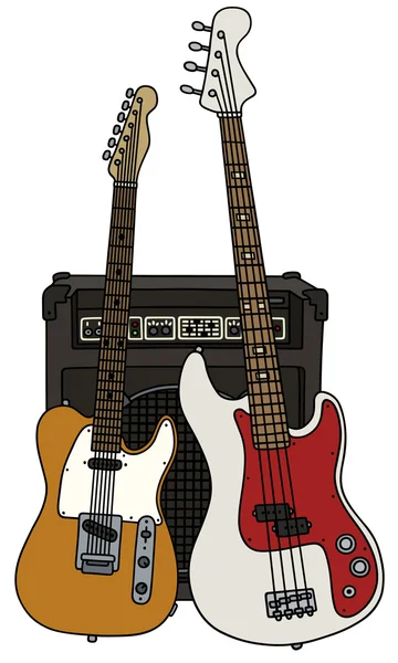 Electric guitars and the combo — Stock Vector