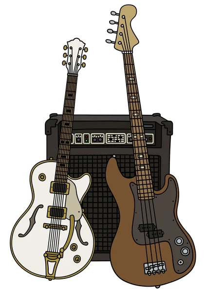 As guitarras elétricas e a combinação — Vetor de Stock