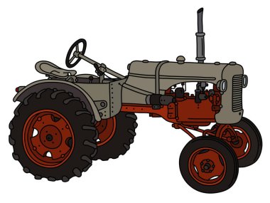 Vintage bir kum traktörünün vektörlü el çizimi