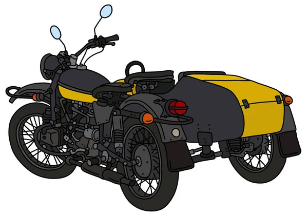 Dessin Vectorisé Main Side Car Rétro Jaune Noir — Image vectorielle