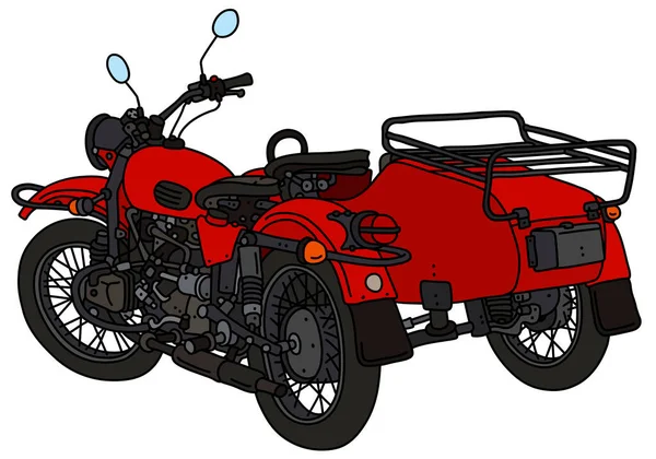 Dessin Vectorisé Main Sidecar Rouge Rétro — Image vectorielle