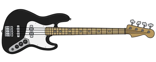 Vectorized Hand Drawing Black Electric Bass Guitar — Stock Vector