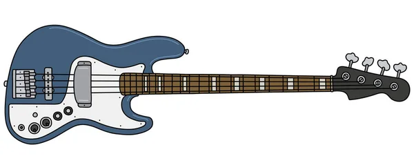 青いベースギターのベクトル化された手描き — ストックベクタ