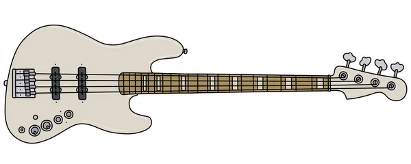 Desenho Mão Vetorizado Uma Guitarra Baixo Elétrico Branco — Vetor de Stock