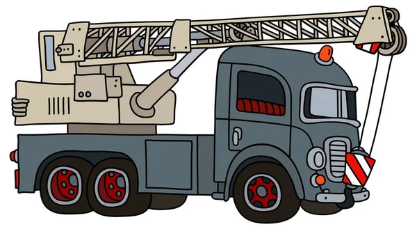 Wektorized Strony Rysunek Zabawny Klasyczny Żuraw Ciężarówki Szary — Wektor stockowy