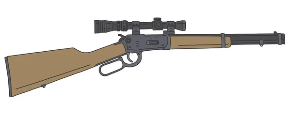 Dibujo Vectorizado Mano Clásico Fusil Repetidor Winchester Con Mira Óptica — Archivo Imágenes Vectoriales