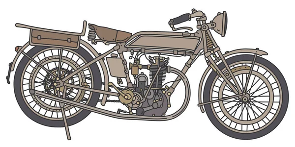 老式沙地军用摩托车手绘图 — 图库矢量图片