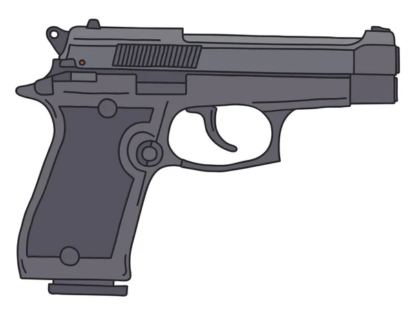 Die Vektorisierte Handzeichnung Einer Neueren Dunklen Handfeuerwaffe — Stockvektor