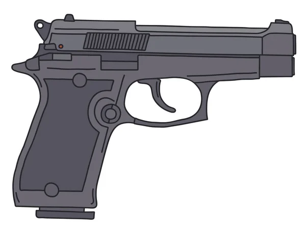 Desenho Vetorizado Mão Uma Arma Escura Recente — Vetor de Stock