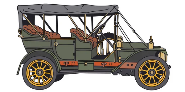 Векторизованный Ручной Рисунок Винтажного Зеленого Автомобиля — стоковый вектор