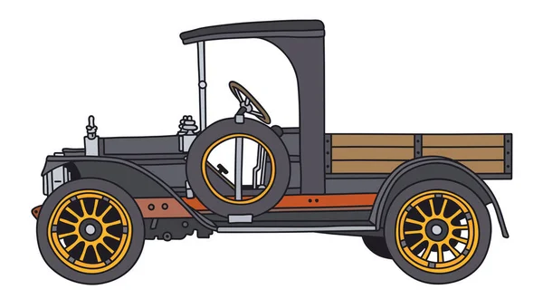 Векторизированный Ручной Рисунок Винтажного Черного Грузовика — стоковый вектор