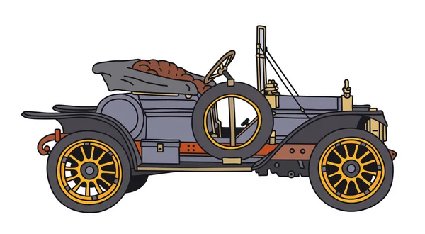 Векторизированный Ручной Рисунок Старинного Синего Спортивного Автомобиля — стоковый вектор