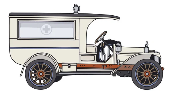 Hand Draving Vintage Ambulance Car — Stok Vektör