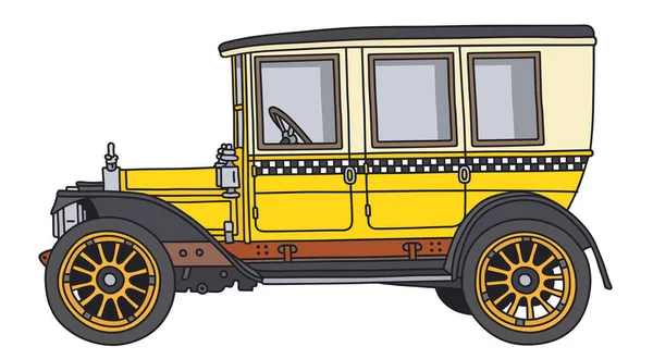 Disegno Mano Vettorializzato Taxi Giallo Crema Vintage — Vettoriale Stock