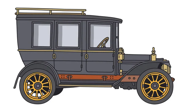 Gevectoriseerde Hand Tekening Van Een Vintage Zwarte Auto — Stockvector