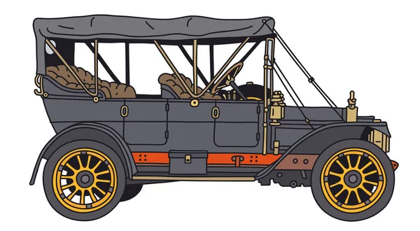 Векторизованный Ручной Рисунок Винтажного Черного Автомобиля — стоковый вектор