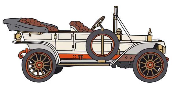 ヴィンテージの白い車のベクトル化された手描き — ストックベクタ