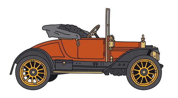 Dessin Main Vectorisé Une Petite Voiture Sport Vintage Rouge Noire — Image vectorielle