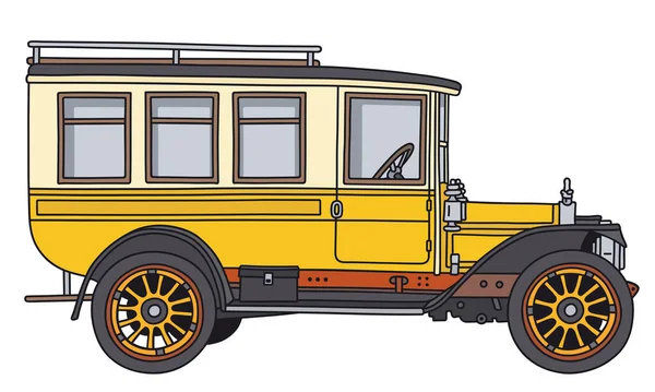 Mão Que Arrasta Ônibus Amarelo Creme Vintage — Vetor de Stock