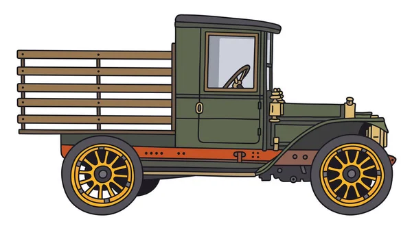 Handmanövrering Vintage Grön Lastbil Lastbil — Stock vektor